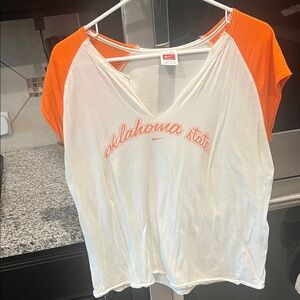 Nike Women's Oklahoma State V-Neck Tee - Orange and White